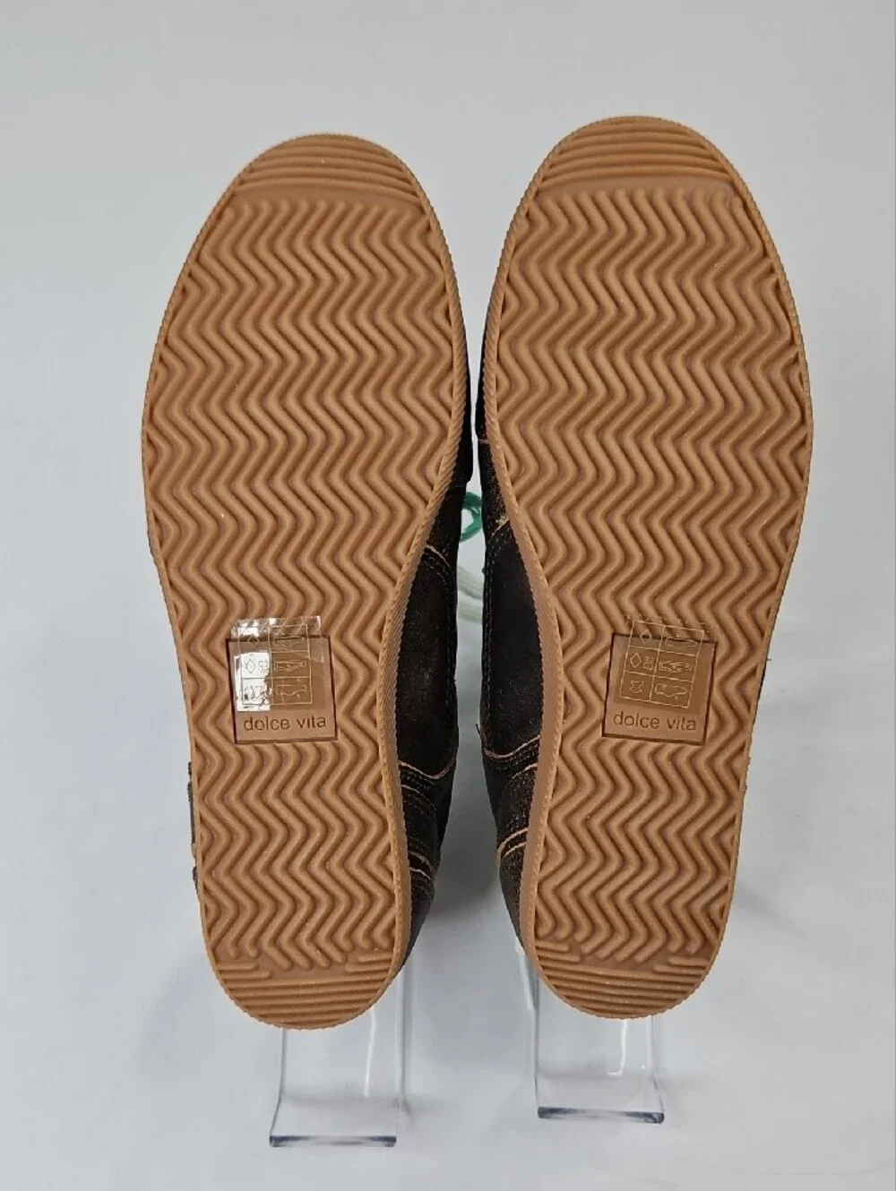 Dolce Vita Brown Leather Sneakers with Green and White Laces Size 7.5
